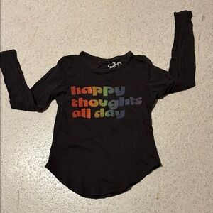 Chaser Black Long-Sleeve Tee with Rainbow 'Happy Thoughts All Day' Graphic